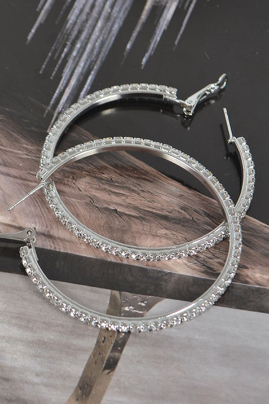 RINESTONE HOOP EARRING