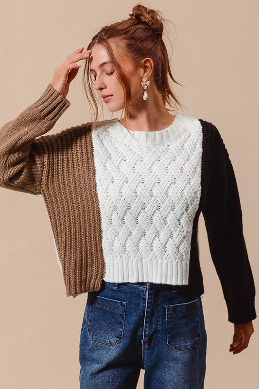 WEAVE COLOR BLOCK SWEATER