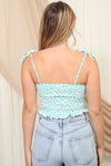 SMOCKED CROP TOP WITH TIE STRAP