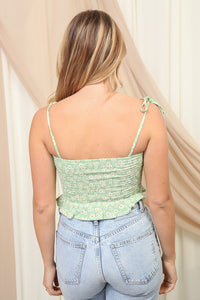 SMOCKED CROP TOP WITH TIE STRAP
