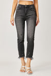 HIGH RISE FRAYED HEM JEANS