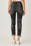 HIGH RISE FRAYED HEM JEANS