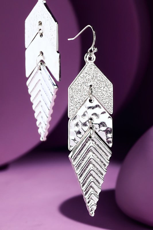 TEXTURED CHEVRON DANGLE EARRINGS