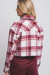 PLAID CROP BUTTON DOWN JACKET