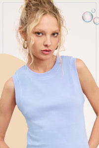 RIBBED CREW NECK TANK TOP