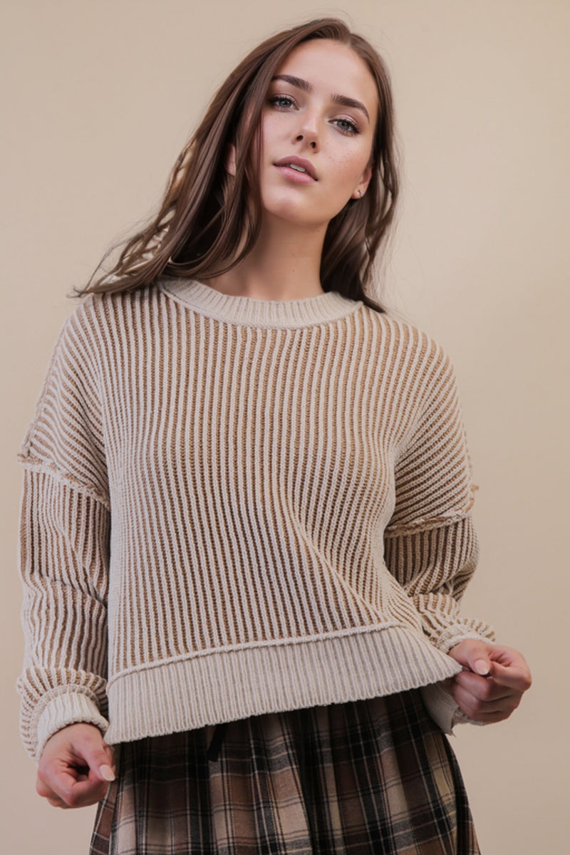 TWO TONE KNIT SWEATER