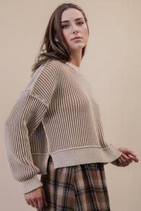 TWO TONE KNIT SWEATER