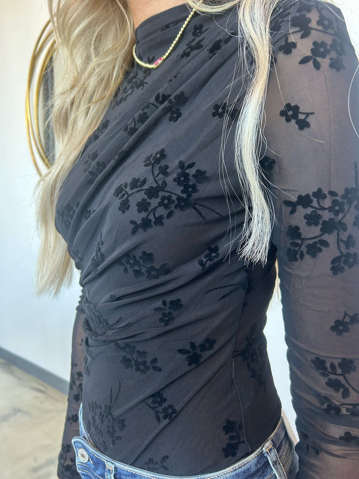 HIGH NECK MESH BODYSUIT