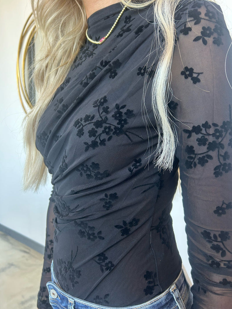 HIGH NECK MESH BODYSUIT