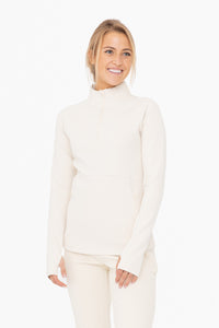 JACQUARD RIBBED MOCK NECK TOP