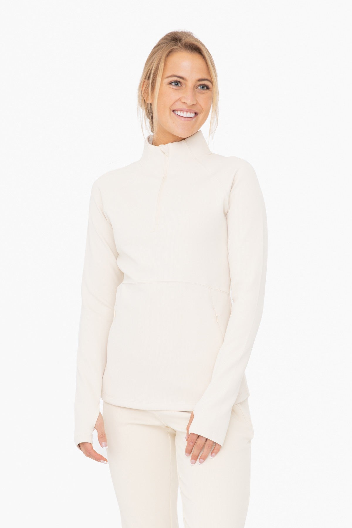 JACQUARD RIBBED MOCK NECK TOP