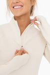 JACQUARD RIBBED MOCK NECK TOP