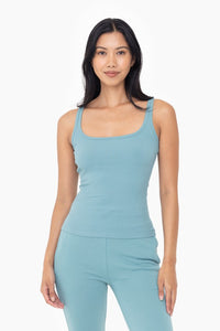 SQUARE NECK RIBBED TANK TOP