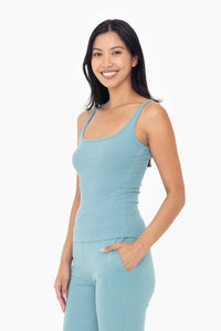 SQUARE NECK RIBBED TANK TOP