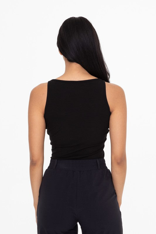 SQUARE NECK RIBBED TANK TOP