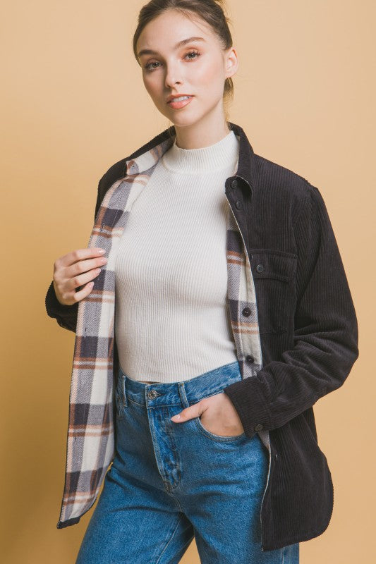 REVERSIBLE BUTTON DOWN JACKET