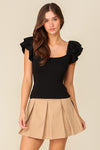 RUFFLE SLEEVE KNIT TOP