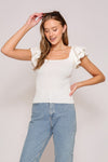 RUFFLE SLEEVE KNIT TOP