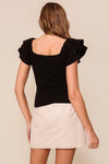 RUFFLE SLEEVE KNIT TOP