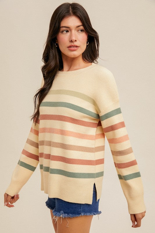 STRIPED CREW NECK SWEATER