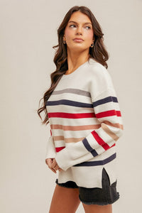 STRIPED CREW NECK SWEATER