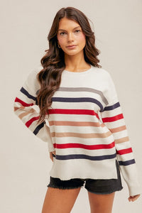 STRIPED CREW NECK SWEATER