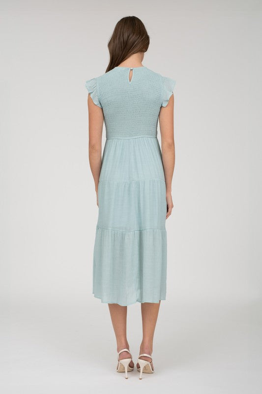 TIERED MIDI DRESS