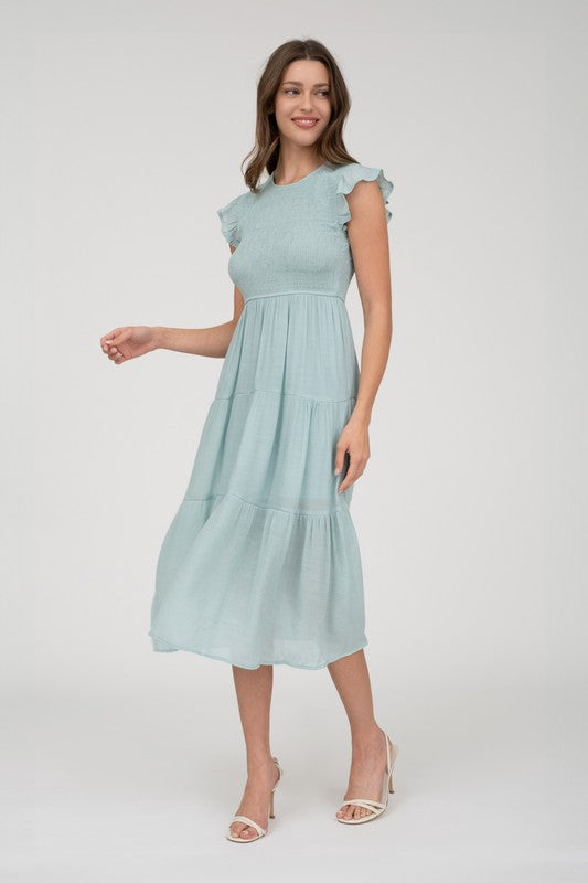 TIERED MIDI DRESS