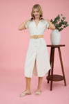 BUTTON DOWN MIDI DRESS