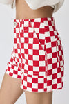 CHECKERED DENIM SHORTS