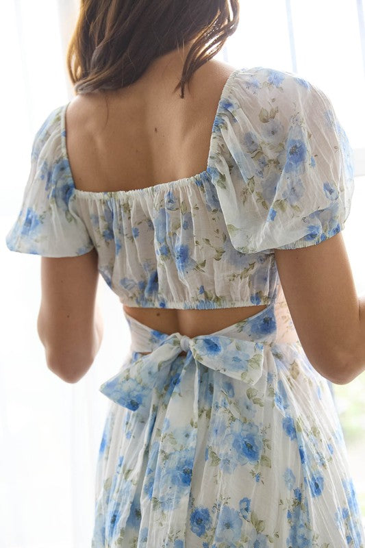 FLORAL BACK TIE MINI DRESS