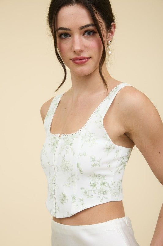 FLORAL FRONT HOOK TOP