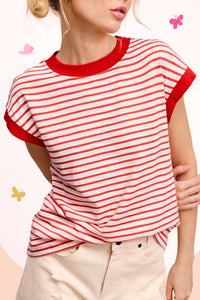 STRIPED SHORT SLEEVE TOP