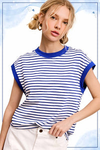 STRIPED SHORT SLEEVE TOP