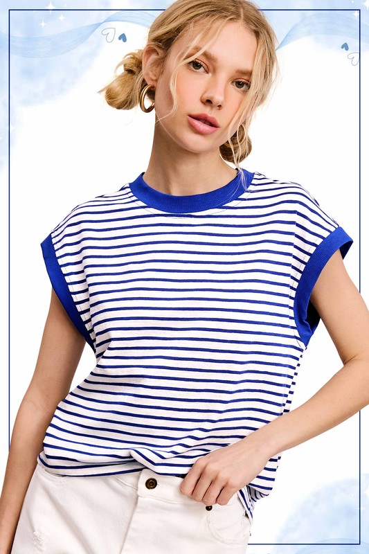 STRIPED SHORT SLEEVE TOP