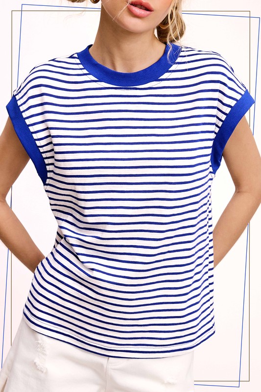 STRIPED SHORT SLEEVE TOP