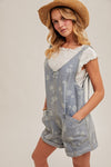 FLORAL DENIM OVERALL