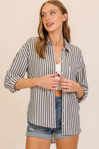 STRIPED BUTTON DOWN SHIRT