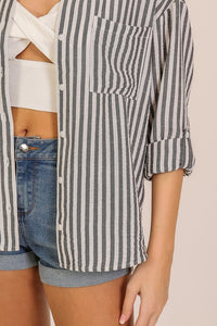 STRIPED BUTTON DOWN SHIRT