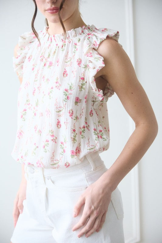 FLORAL RUFFLE TOP