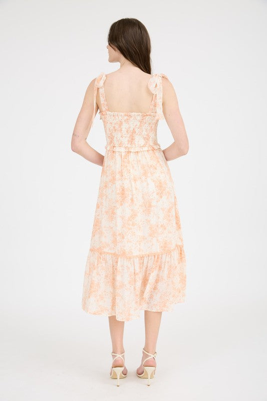 FLORAL RUFFLE MIDI DRESS