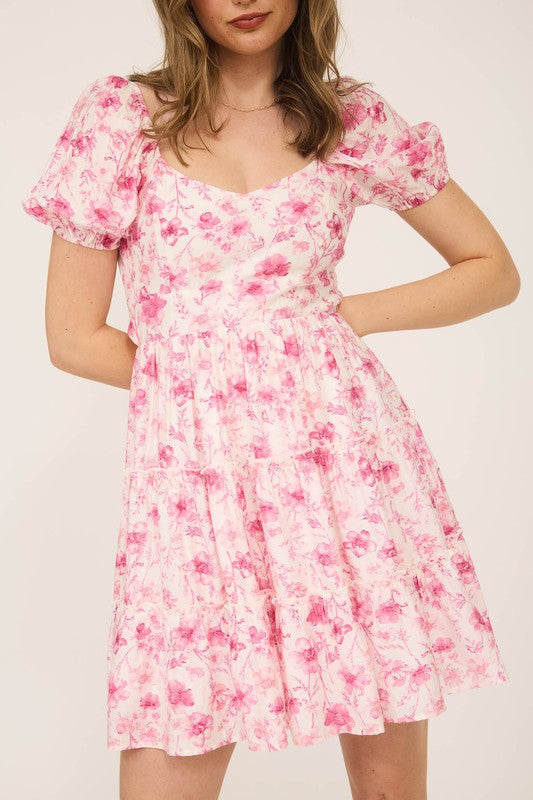 FLORAL OPEN BACK MINI DRESS
