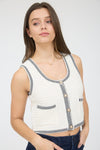 CROPPED BUTTON UP SWEATER VEST