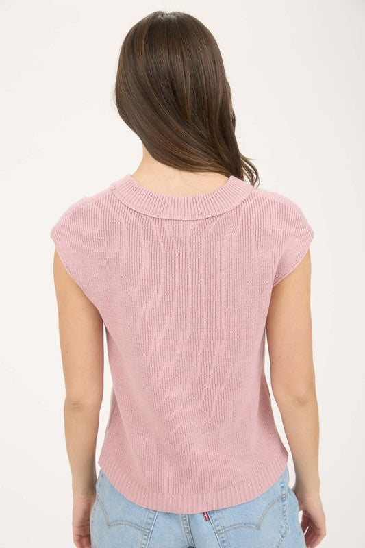 SLEEVELESS SWEATER KNIT TOP