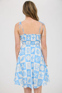 SEA TILE PATTERN MINI DRESS