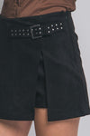 SUEDE BUCKLE MINI SKIRT