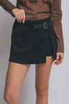 SUEDE BUCKLE MINI SKIRT