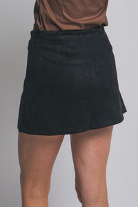 SUEDE BUCKLE MINI SKIRT