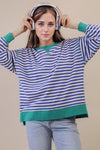 TWO-TONED STRIPED OVERSIZE TOP