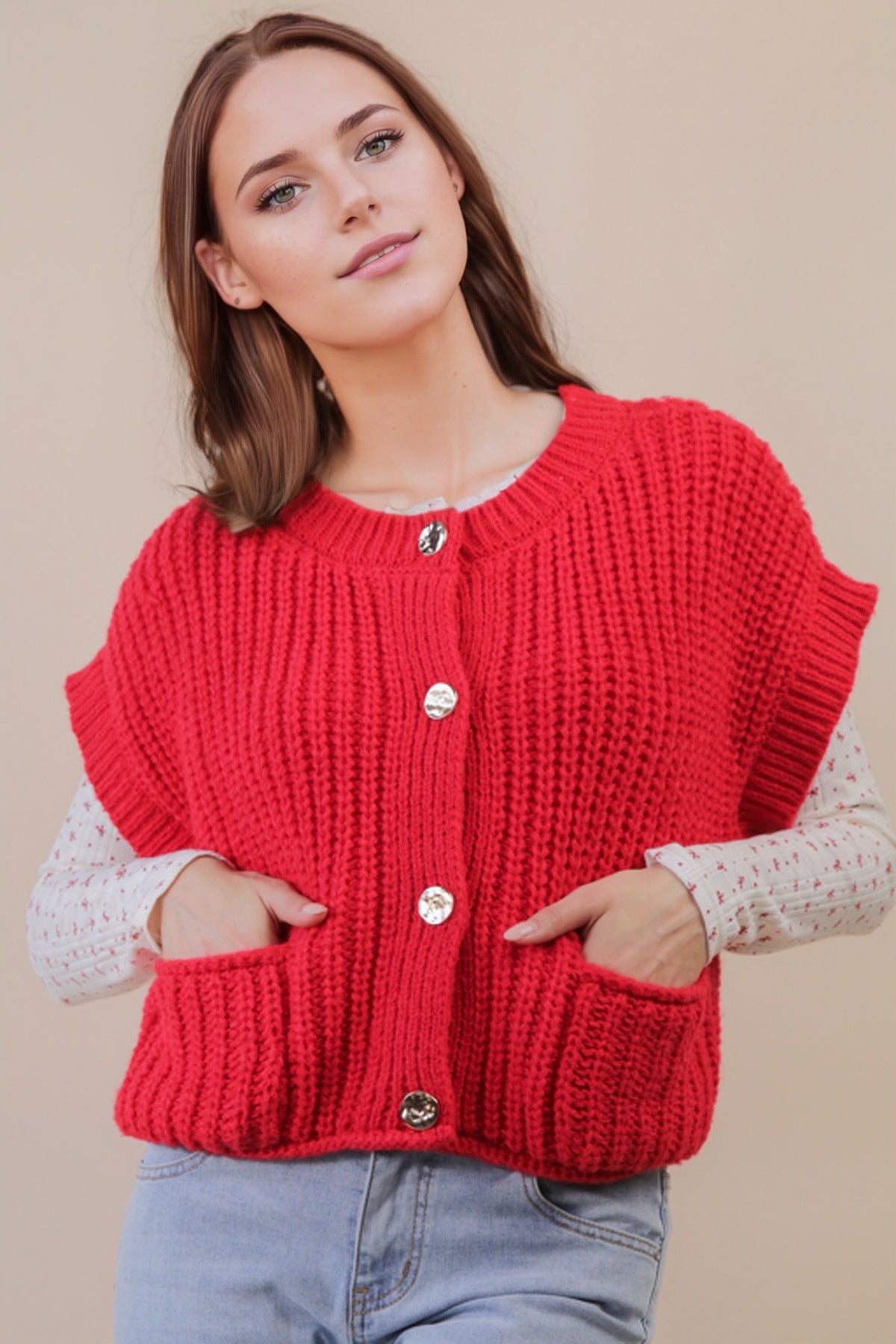 OVERSIZED BUTTON DOWN SWEATER